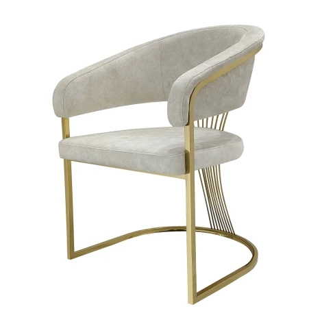 DC2002 - Porado Cream Velvet & Gold Chair (Pair)