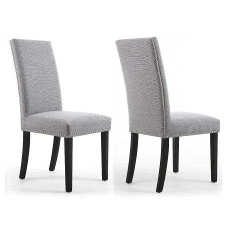 Randall Stud Detail Linen Effect Silver Grey with Black Legs (Pair)