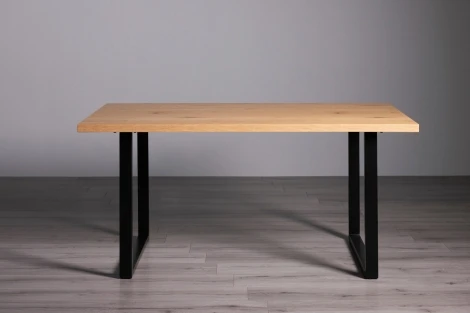 H5100-4-LU - Ramsay Oak Melamine 6 Seater Dining Table with U Shape Black Legs