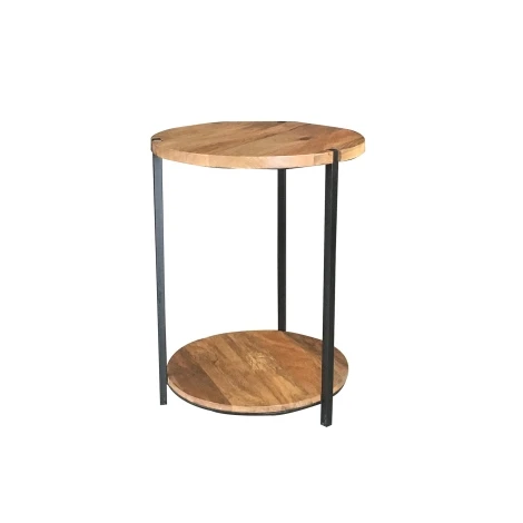 Ravi Double Round Top Table  - Mango Light Finish