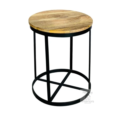 RAV-1236 - Ravi - Natural Mango Wooden Top Plain Round Large Stool