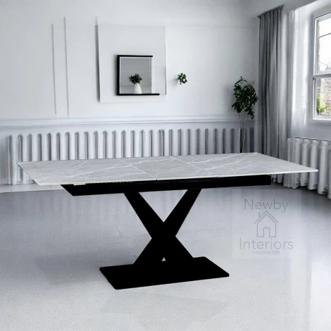 Rezzato Grey Matte Ceramic Centre Extending Dining Table (140 to 180cm)