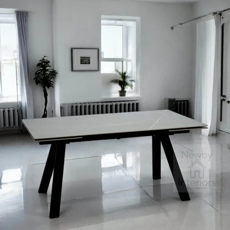 DTX-3160 - Rische Matte Grey Sintered Stone Side Extending Dining Table (160-240cm)