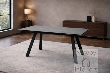 DTX-2120 - Rische Matt Sintered Stone Side Extending Dining Table 120–180cm Rectangular Amani Grey