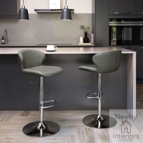 H2045-09-OLV-S - Rosso Olive Vintage Faux Leather Gas Lift Swivel Barstool with Chrome Base (Single)
