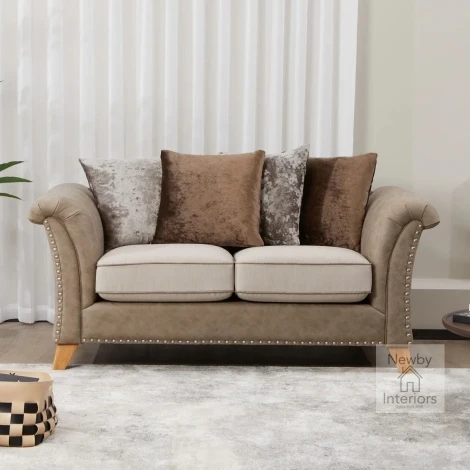 RUSSE-2R-BM-MF - Russe Beige Faux Leather 2 Seater Sofa