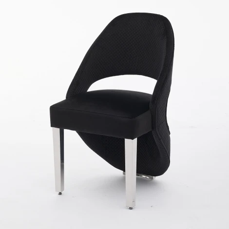 DC2203 - Santorini Black Velvet & Silver Chair (Pair)
