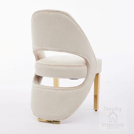DC2206 - Santorini Cream Velvet & Gold Dining Chair (Pair)