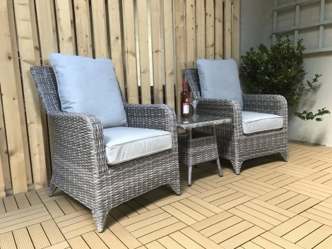 SARA0261 - Signature Weave Sarah Outdoor Grey Alexandra Weave  2 Arm Chairs and 1 Side Table