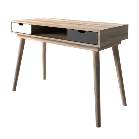 Scandi Oak Desk 1 Grey 1 White Drawer