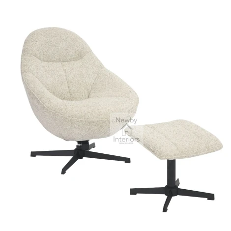 655-13-04-01-01 - Serene Natural Textured Fabric Swivel Lounge Chair