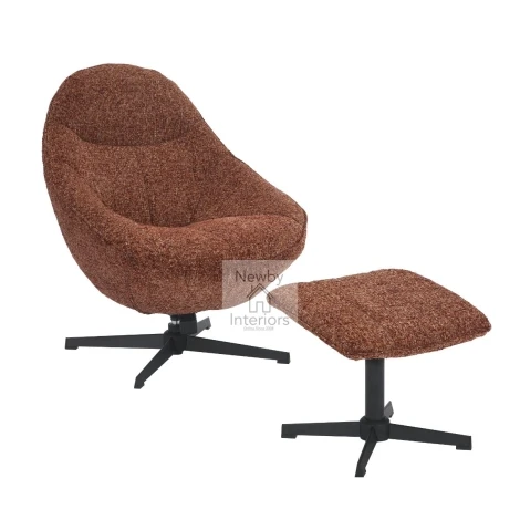 655-13-16-01-01 - Serene Copper Blush Textured Fabric Swivel Lounge Chair