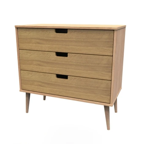 SH010-RO-A - Shanghai - Rivera Oak 3 Drawer Chest - Natural Wood Legs