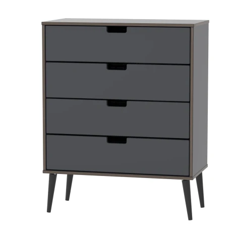 SH011-GB-B - Shanghai - Graphite 4 Drawer Chest - Black Wood Legs
