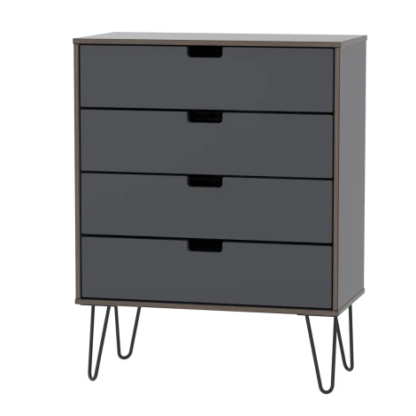 SH012-GB-C - Shanghai - Graphite 5 Drawer Chest - Black hairpin legs