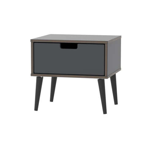 SH016-GB-B - Shanghai - Graphite 1 Drawer Locker - Black Wood Legs
