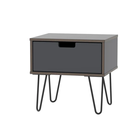 SH016-GB-C - Shanghai - Graphite 1 Drawer Locker - Black hairpin legs
