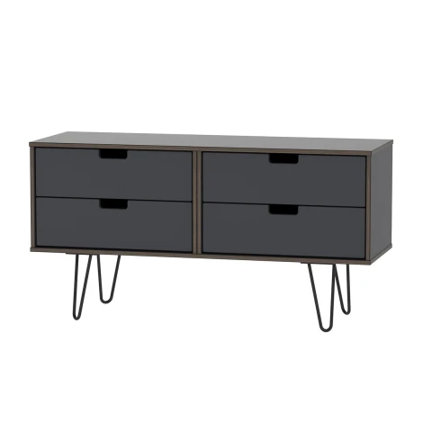 SH036-GB-C - Shanghai - Graphite 4 Drawer Bed Box - Black hairpin legs