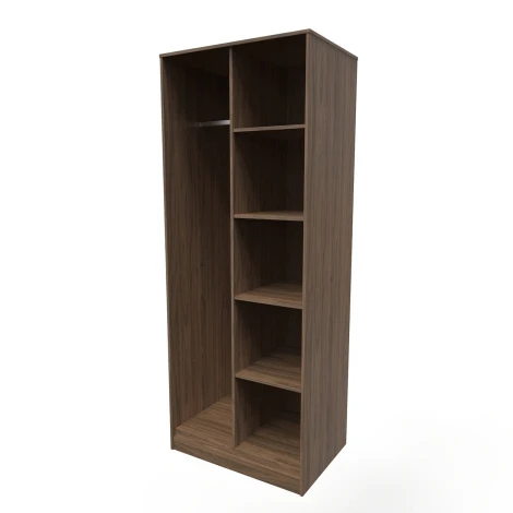 SH084-CW-A - Shanghai - Carini Walnut  Open Shelf Wardrobe - Natural Wood Legs