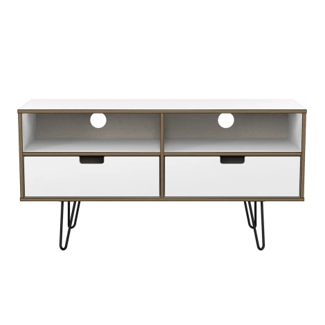 SH250-WM-C - Shanghai - White Matt Large Media Unit - Black Hairpin Legs