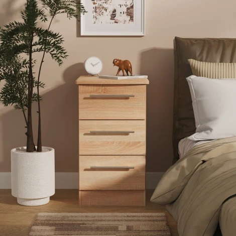 SHE001-BO - Sherwood - 3 Drawer Locker - Bardolino Oak Finish