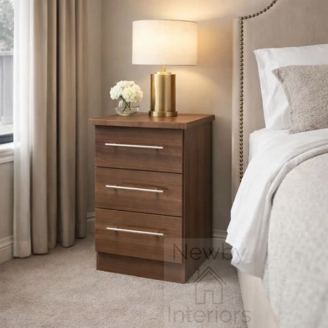 Sherwood 3 Drawer Bedside Chest / Locker - Noche Walnut