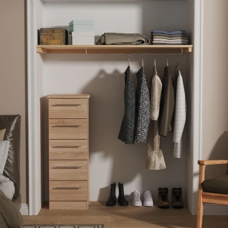 SHE003-BO - Sherwood - 5 Drawer Locker - Bardolino Oak Finish