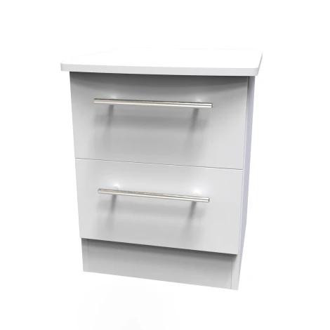 SHE005-GM - Sherwood - 2 Drawer Bedside Cabinet - Grey Matt Finish
