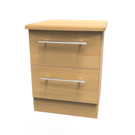 SHE005-O - Sherwood - 2 Drawer Bedside Cabinet - Modern Oak Finish