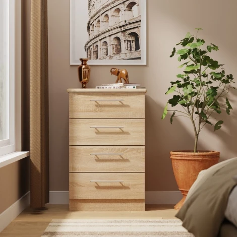 SHE008-BO - Sherwood - 4 Drawer Midi Chest - Bardolino Oak Finish
