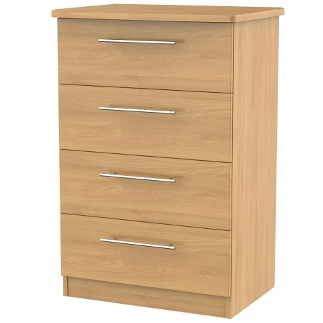 SHE008-O - Sherwood - 4 Drawer Midi Chest - Modern Oak Finish