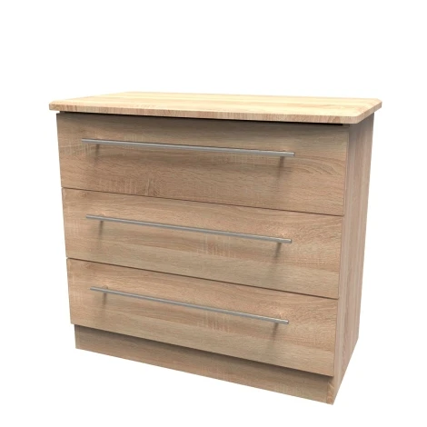 SHE010-BO - Sherwood - Chest of 3 Drawers - Bardolino Oak Finish
