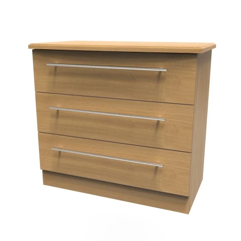 SHE010O - Sherwood - Chest of 3 Drawers - Modern Oak Finish