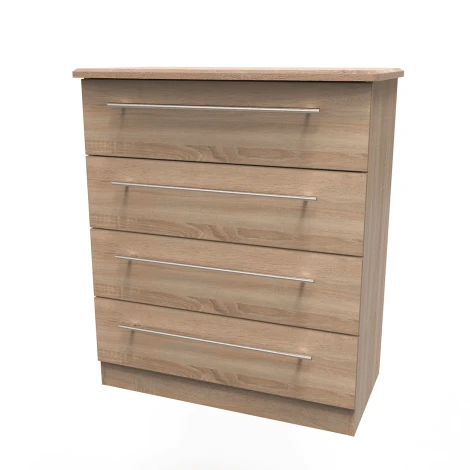 SHE011-BO - Sherwood - Chest of 4 Drawers - Bardolino Oak Finish
