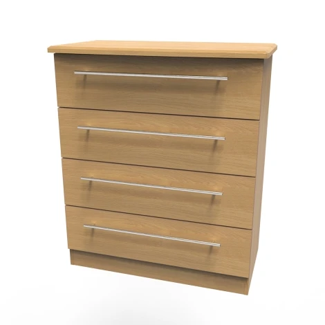 SHE011-O - Sherwood - Chest of 4 Drawers - Modern Oak Finish