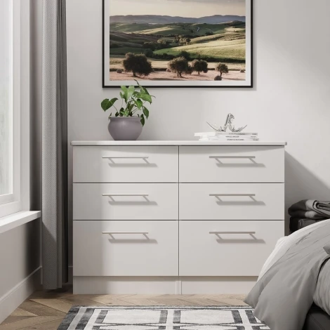 SHE015-GM - Sherwood - Midi Chest of 6 Drawers - Grey Matt Finish