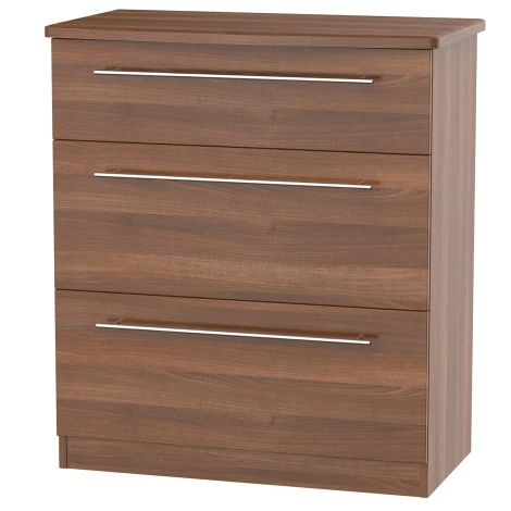 Sherwood - Chest of 3 Deep Drawers - Noche Walnut Finish