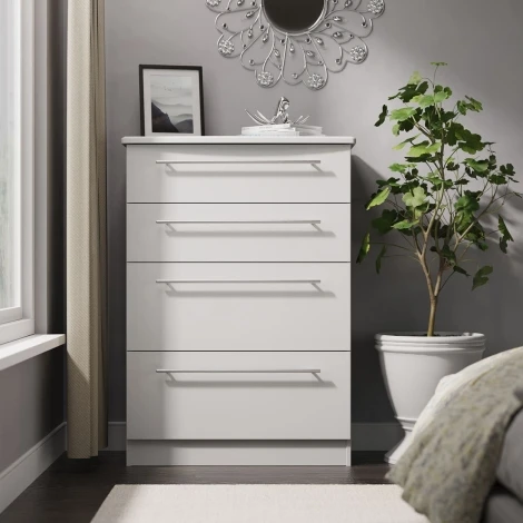 SHE050-GM - Sherwood - Chest of 4 Deep Drawers - Grey Matt Finish