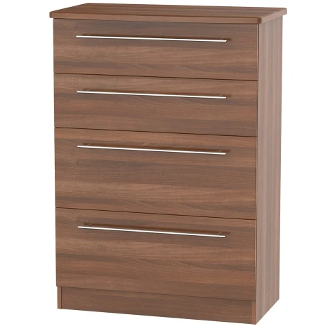 Sherwood - Chest of 4 Deep Drawers - Noche Walnut Finish