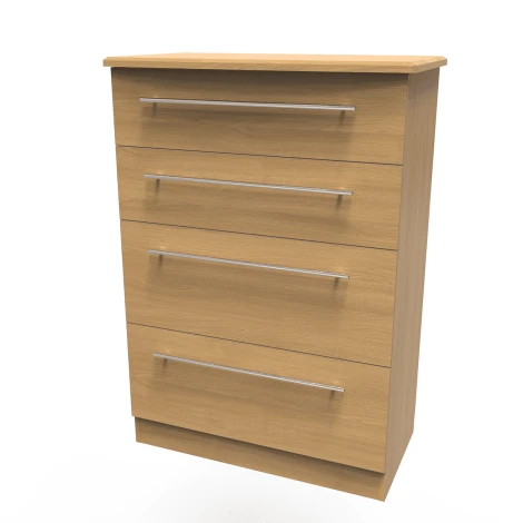 SHE050-O - Sherwood - Chest of 4 Deep Drawers - Modern Oak Finish