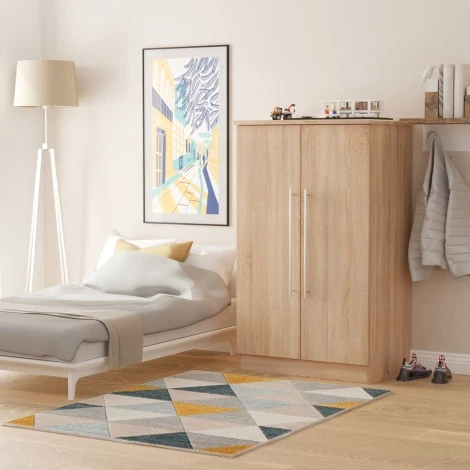 SHE058-BO - Sherwood - 2 Door Double Plain Midi Wardrobe - Bardolino Oak Finish