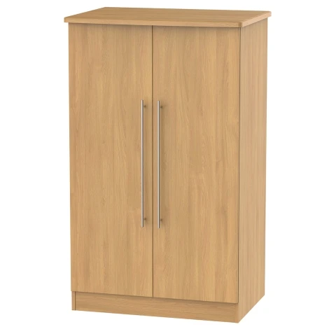SHE058-O - Sherwood - 2 Door Double Plain Midi Wardrobe - Modern Oak Finish