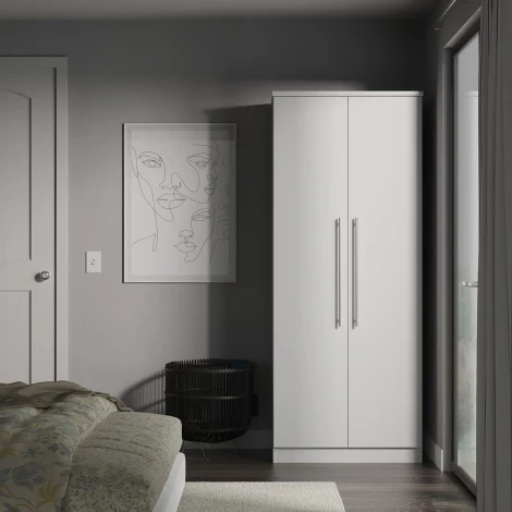 SHE060-GM - Sherwood - 2 Door Double Plain Wardrobe - Grey Matt Finish