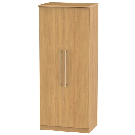 SHE060-O - Sherwood - 2 Door Double Plain Wardrobe - Modern Oak Finish