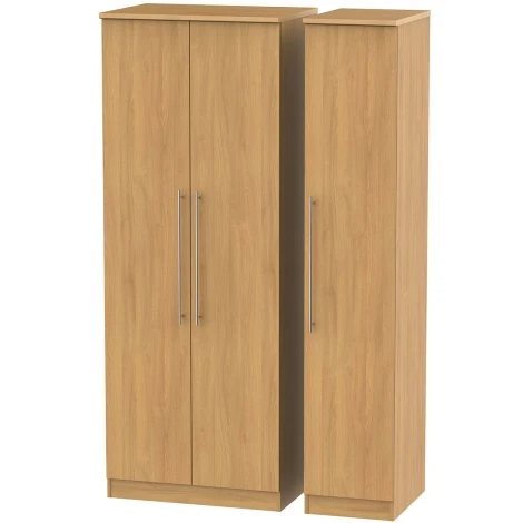 SHE140-O - Sherwood - 3 Door Triple Tall Plain Wardrobe - Modern Oak Finish