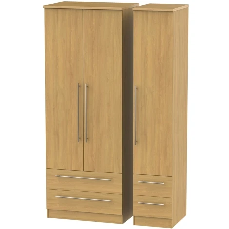SHE161-O - Sherwood - 3 Door 4 Drawer Tall Triple Wardrobe - Modern Oak Finish