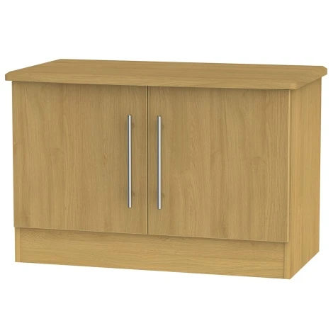 SHE203-O - Sherwood - Low 2 door Storage Unit - Modern Oak Finish