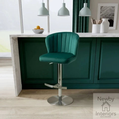 Sigma Green Brushed Velvet Bar Stool