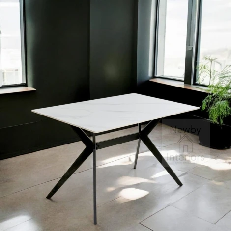 948-07-01 - Sintered Stone White Dining Table (120cm)