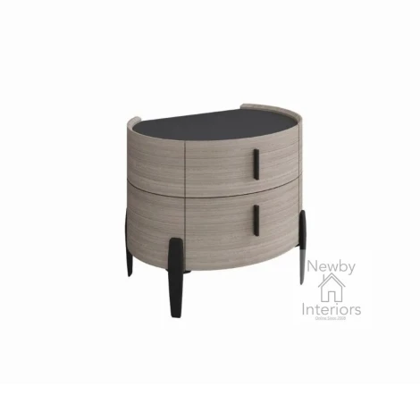 SIE-410 - Siena Beige Panited Wooden 2 Drawer Nightstand / Sidetable with Tapered Legs